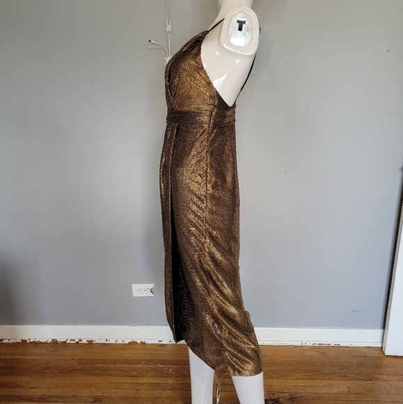 Urban Outfitters Ecote Solid Gold Metallic Tulle Mini Dress, VGUC, Size 2 - Picture 7 of 9